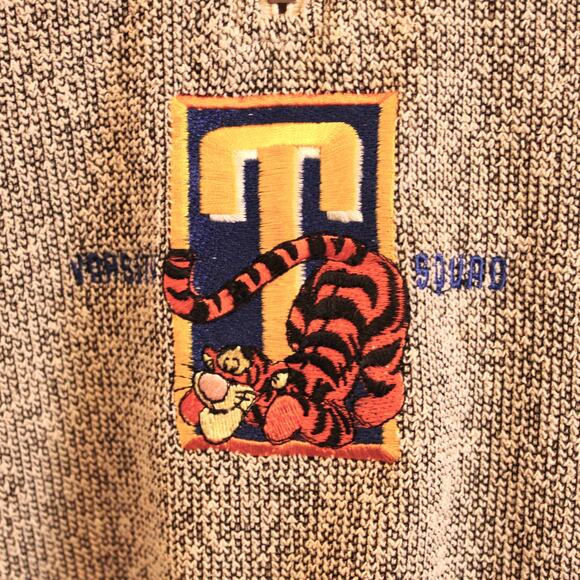 VTG 90's Disney Tigger Varsity Squad 1/4 Zip Mock Neck, Knit Sweater sz M - Picture 9 of 9